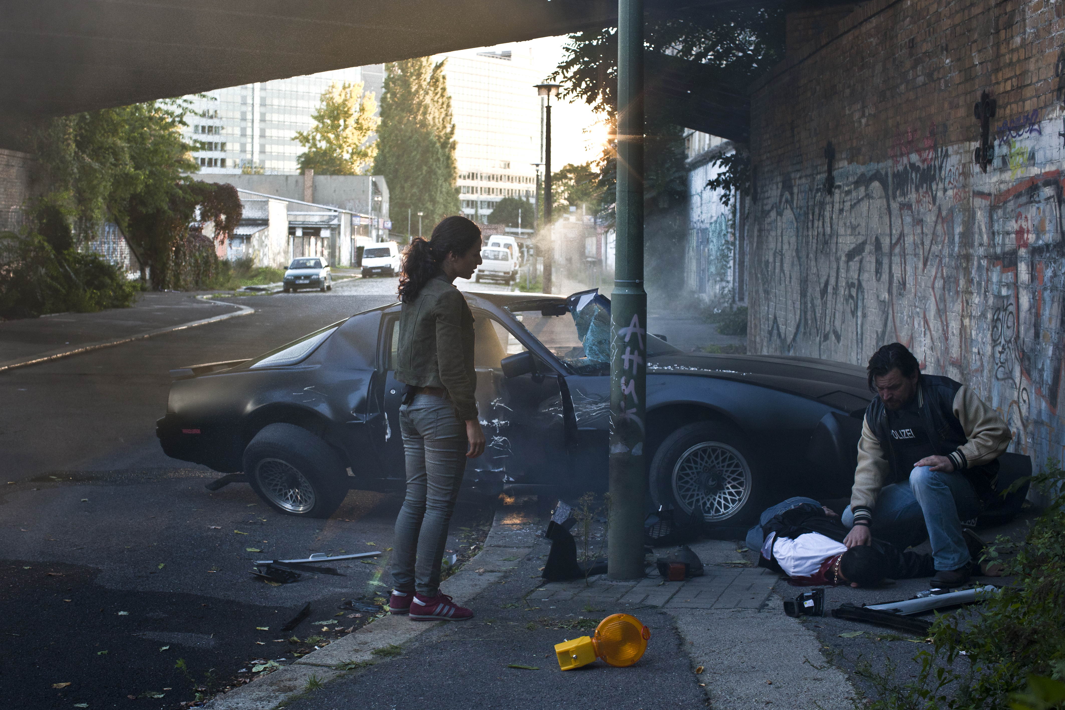 Unfall. Polizei im Einzatz in Neuk�lln